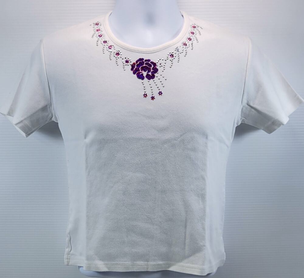 Uniti Casuals Women White Cotton Short Sleeve Floral Shirt XL